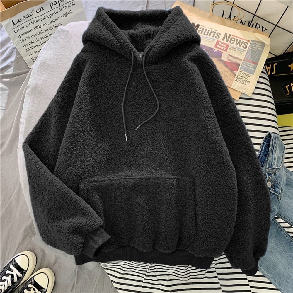 Warm Black Fleece Hoodie